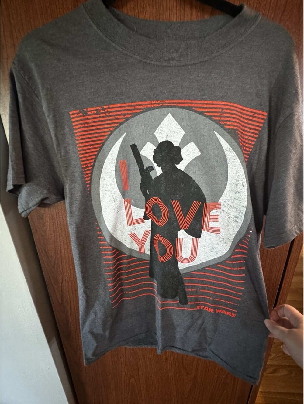 Disney Parks Star Wars Princess Leia I Love You Graphic T-Shirt Gray Size M